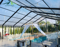 Chapiteau extérieur en verre à cadre noir permanent tente cabane tente pour mariage 20x30 20x40 20x50 1000 personnes