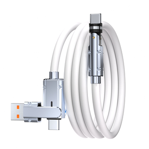 2 Trong 1 Silicone 100W Nhanh Chóng Sạc Cáp Nhiệm Vụ Nặng Nề 540 ° Xoay USB C Để C Sạc & Dữ Liệu Đồng Bộ Cáp Với USB-A Và USB C - Product Image 1