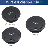 Prise de meuble moderne 10W USB Type C à chargement sans fil Prise électrique en aluminium Normes EU AU Afrique du Sud pour téléphone portable