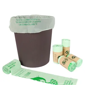 En gros personnalisé cuisine poubelle doublures emballage plat biodégradable alimentaire fécule de maïs sacs à ordures sac à déchets compostable