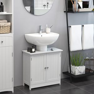 SENYUModern Nouvelle armoire de salle de bain en bois blanc sous l'évier avec 2 portes et étagère - Product Image 2