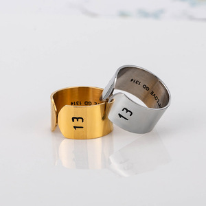 Trendy <b>Titanium</b> Steel Open <b>Ring</b> 1314 Number Design Unisex Couple Jewelry Gift - Product Image 3
