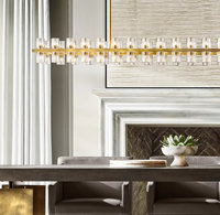 Éclairage de salon d'hôtel de luxe moderne fait à la main suspension en cristal rectangulaire personnalisée avec base d'ampoule E26 facile à accrocher