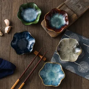 Plat à goût en céramique en forme <span class=keywords><strong>de</strong></span> fleur Soucoupe en porcelaine Petite assiette Mini sauce <span class=keywords><strong>soja</strong></span> Assaisonnement Vaisselle Fournitures <span class=keywords><strong>de</strong></span> cuisine - Product Image 4