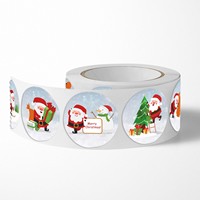 Autocollants ronds Joyeux Noël 500 pièces/rouleau, étiquettes adhésives, personnalisables pour cadeaux et pâtisseries