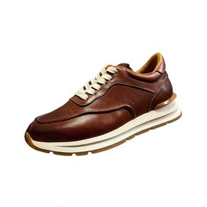 Baskets sportives en cuir marron délavé pour hommes, faites à la main, décontractées, à lacets, confortables, antidérapantes, légères, style streetwear, printemps - Product Image 4