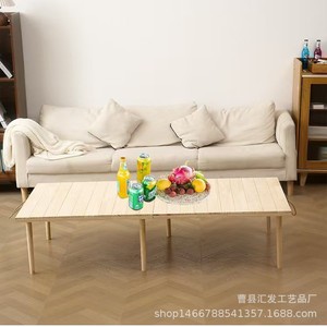 Wooden <b>Folding</b> Coffee <b>Table</b> Rectangular Natural Wood Color <b>Outdoor</b> Indoor Use - Product Image 2
