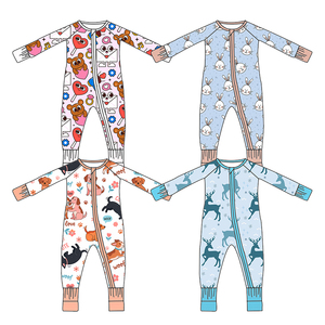 卡通印花竹纤维婴儿睡衣柔软透气新生儿婴儿幼儿男孩女孩睡衣连体衣批发 RTS - Product Image 1