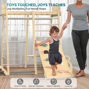 Trẻ em bằng gỗ sân chơi trong nhà tập thể dục leo khung với Swing trượt kết hợp thiết lập đồ chơi trong nhà - Product Image 3