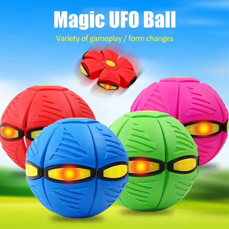 LED Flying Magic UFO Deformation Ball Multicolor Outdoor Beach Garden Game Flat Throwing Disc Kids Fancy Toy Balls