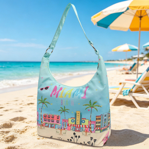 Sac à bandoulière esthétique Y2K avec impression personnalisée de ville et poche zippée pour la plage et les festivals d'été - Product Image 1