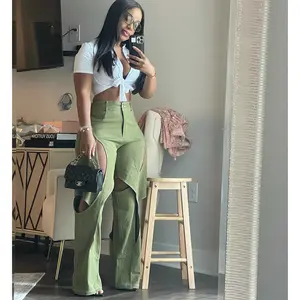 High Quality Cotton Cargo Pants Solid Color Women's Pants & Trousers Fashion Hollow Out Casual Spice Girl Loose Pants