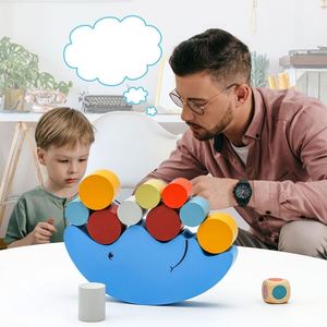 Jeu de blocs en bois à empiler Lune Bleue vacillante, jouet de construction DIY, puzzle sensoriel, jeu d'équilibre en tour pour enfant - Product Image 2