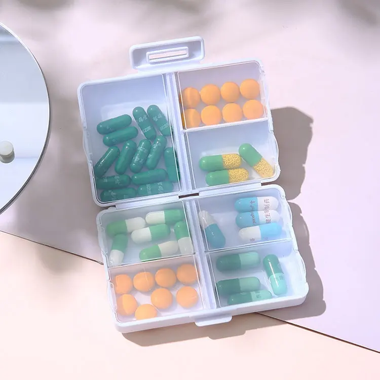 Xách tay gấp nhỏ Pill trường hợp 7 ngăn hàng ngày Pill Box Organizer Travel Pill hộp