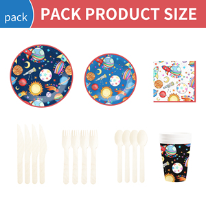 DAMAI Nuevo Juego de Vajilla Desechable Personalizado con Temática Espacial para Fiestas, Platos, Vasos y Servilletas de Papel para Niños - Product Image 6