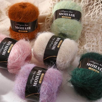 Fil à tricoter et à crocheter en mélange de mohair d'alpaga brossé et moelleux, 25g, doux, poids dentelle, pour pulls, écharpes, bonnets, vente en gros