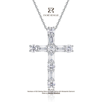 Collier Pendentif Croix de Foi Rond et Émeraude en Argent Sterling 925 avec Moissanite et Plaqué Or pour Femme et Homme