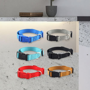 Collier pour chien en nylon réglable simple, style moderne, personnalisable avec logo, motif uni moderne, accessoires pour chien - Product Image 1