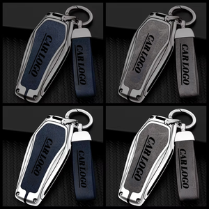 Funda de Cuero para Llave de Coche BYD Atto 3, Han EV, Dolphin, Byd Song Plus EV, 4 Botones, Accesorios Metálicos, Soporte para Llave Inteligente - Product Image 5