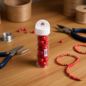 Perline Ilan Abalorio 10mm Rosse Rotonde per Creazione di Gioielli, 12 Pezzi per Tubo - Product Image 2