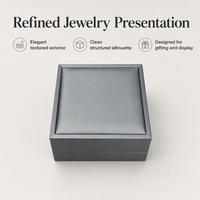 Boîte à bijoux carrée moderne de luxe en cuir PU gris avec doublure en velours noir, logo personnalisé, pour bracelet de perles