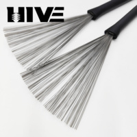 HIVE Lot de 2 brosses à baguettes verticales pour batterie, brosses extensibles pour batterie jazz, brosses professionnelles en acier pour batterie