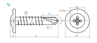 Vis autoperceuses zinguées avec rondelle à pression, attaches à tête trapézoïdale pour fixation de tôles (Zinc blanc/jaune)