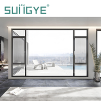 Fenêtre à battant en alliage d'aluminium SUNGYE, résistante aux ouragans, à double vitrage trempé, insonorisée, ouverture vers l'extérieur, vente chaude