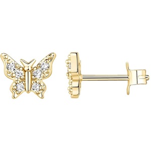 PAVOI Boucles d'oreilles clous délicates plaquées or 10K pour femme, tiges en argent sterling 925, fermeture à bouton, zircone cubique, motif éclair céleste - Product Image 6