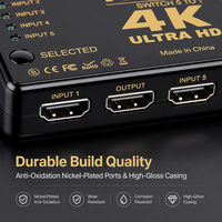 Commutateur HDMI 4K Ultra HD 5 entrées 1 sortie, boîte de commutation à 5 ports avec télécommande IR, indicateur LED pour HDTV PS4 Xbox