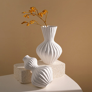 Vase en céramique simple motif coquille Texture givrée <span class=keywords><strong>Pot</strong></span> de fleur <span class=keywords><strong>hydroponique</strong></span> créatif rayé noir et blanc Colorway Vase en céramique - Product Image 6