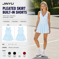 Robe de tennis plissée athleisure pour femme, col en V, avec short intégré et poche téléphone, en tissu non toxique, personnalisable avec logo et marque privée, vente en gros