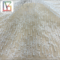Vente chaude Robes de mariée françaises en broderie 3D perlée avec des paillettes Tissu de dentelle de mariée africaine