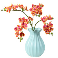 2 Bouquets de Mini Phalaenopsis à 7 Têtes, Fleurs Artificielles en Film de Qualité Supérieure pour Décoration Intérieure, Composition Florale, Scénographie de Mariage