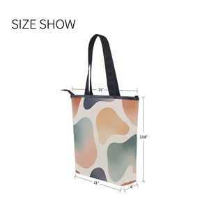 Abstract Pattern <b>Canvas</b> Tote <b>Bag</b> Zipper Shoulder Handbag <b>Large</b> Capacity Custom Shopping Travel <b>Bag</b> - Product Image 2