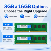 RuiChu DDR3 8GB+16GB 1600MHz RAM de bureau pour plateforme AMD uniquement, module de mémoire PC3-12800, moule privé, mise à niveau PC de jeu