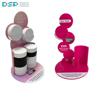 Présentoir de comptoir en acrylique démontable sans outil pour sachets de nicotine ZYN, modèle rond, de l'usine DSP Vietnam - Product Image 1