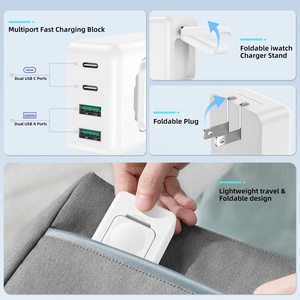 Hnt ขายส่ง2C 43W + 2A ชาร์จเร็วแบบพับได้พร้อมแม่เหล็กไร้สายสำหรับ <span class=keywords><strong>Apple</strong></span> <span class=keywords><strong>Watch</strong></span> อแดปเตอร์หลายช่องทนไฟสำหรับ <span class=keywords><strong>iPhone</strong></span> - Product Image 3