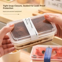 Boîtes à dessert rectangulaires transparentes en PET, contenants jetables pour tiramisu, mousses, fruits et pâtisseries superposées