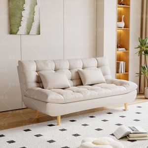<b>Cream</b> Style <b>Sofa</b> Bed 2 Seater Multifunctional Foldable For Small Apartments Living Room Rental Use - Product Image 2