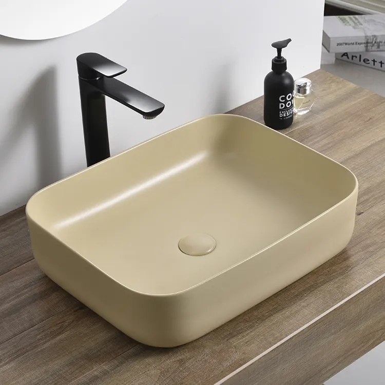 New Arrival Simple Design Art Basin Ceramic Wash Basins Counter Top High End Washroom Sinks With Smooth Surface