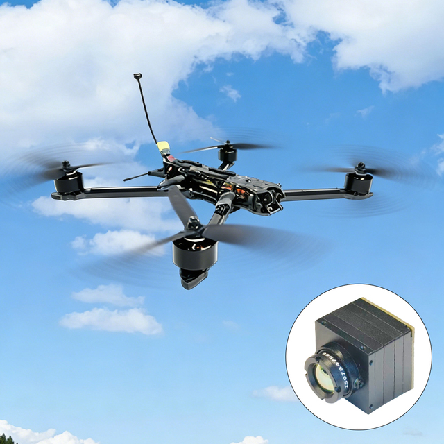 Industrial High Sensitivity 12m Pixel Pitch Uncooled VOx Microbolometer Thermal Imaging Unit Drone Accessories Powered Drone