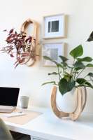 Assemblage Maison Intérieur Porte-Pot en Bois Support en Bois de Frêne avec Vernis Support et Support pour Plante de Finition