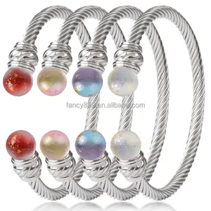 Personalized ball head women bracelet stainless steel adjustable wire bracelet twisted wire adjustable expandable bracelet