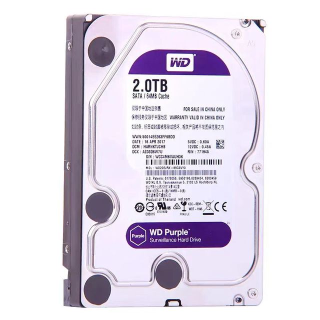 Surveillance HDD for 24/7 Continuous Operation SATA Interface 2TB Purple Surveillance Drive