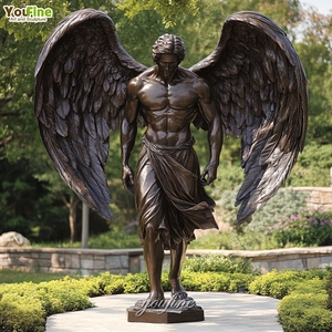 Sculpture de jardin YOUFINE, ange gardien en bronze sur mesure, statue d'homme avec de grandes ailes - Product Image 1