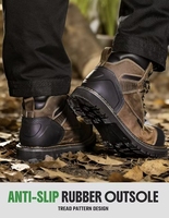 Bottes de travail pour hommes à lacets avec embout en acier, antidérapantes, résistantes aux perforations, chaussures de sécurité |   Norme ASTM F2413-24 Résistance au glissement/à l'huile/à l'eau
