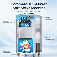 Machine à crème glacée commerciale debout libre 3 saveurs Machine à crème glacée molle Fastfood Restaurant utiliser la sorbetière