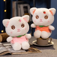 Schattig fruit-katten knuffel, zacht pluche kattenpopje, Kawaii witte kattenknuffel, lief dierenfiguurtje voor meisjes, kinder verjaardagscadeau