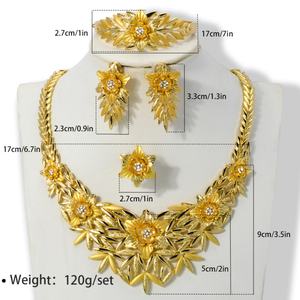 Conjunto de Joyería Nupcial Vintage de Circonia Africana para Mujer, Collar y Pulsera con Flores Redondas, Chapado en Oro de 14K, para Boda, Compromiso, Fiesta - Product Image 3